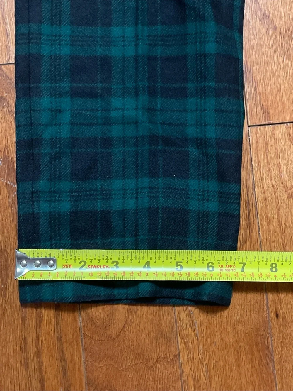 J.Crew Bowery Slim Pant in Wool Tartan 33x 32 Black Green